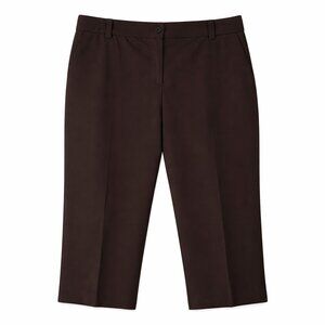 NWT SAG HARBOR 18W Brown Stretch Crop Pants | Slimming Fit | Classic Style